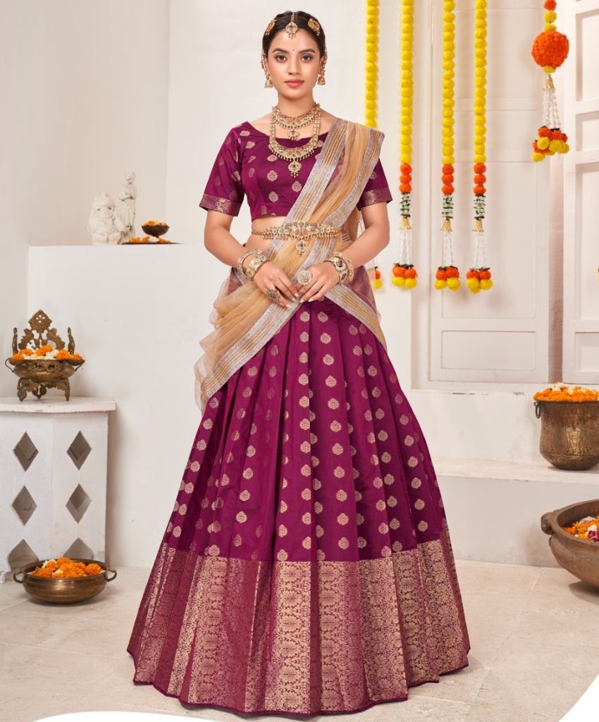 Mustard Wine Designer wedding Semi-Stitched Lehenga choli 