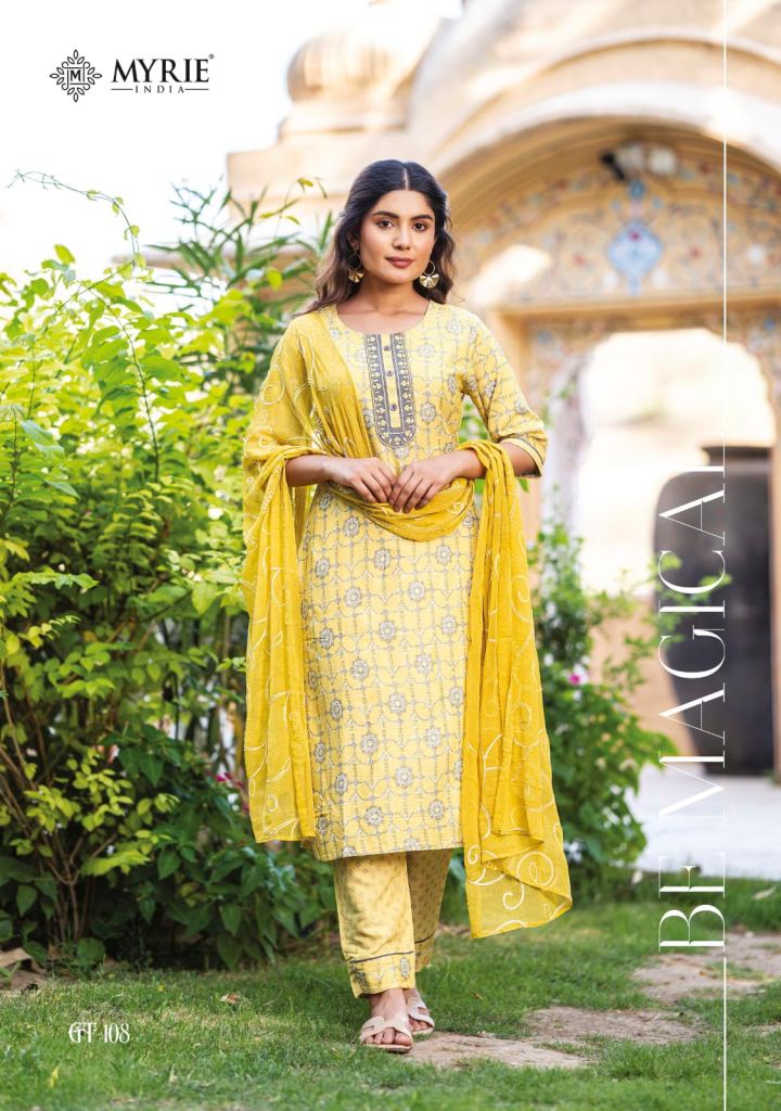 Myrie Golden Tree Festive Wear Kurti Pant With Dupatta