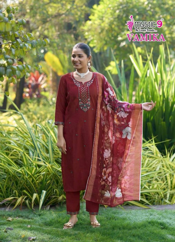 Mystic 9 Vamika Vol 1 Kurti Bottom With Dupatta