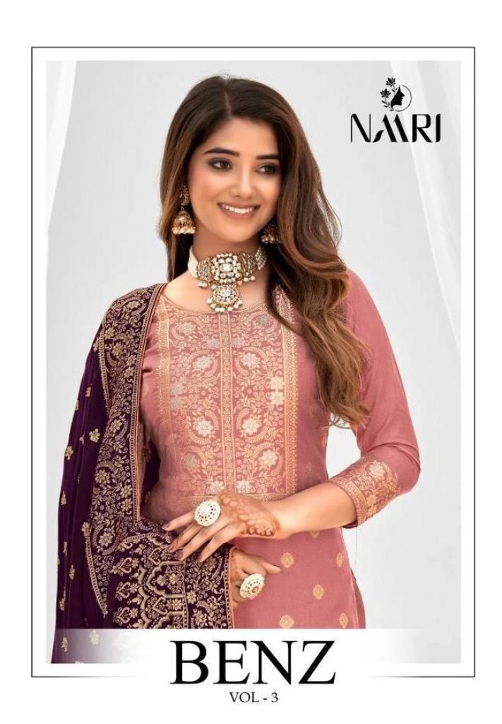 Naari Benz Vol 3 Muslin Jacquard Zari Designer Salwar Suit 