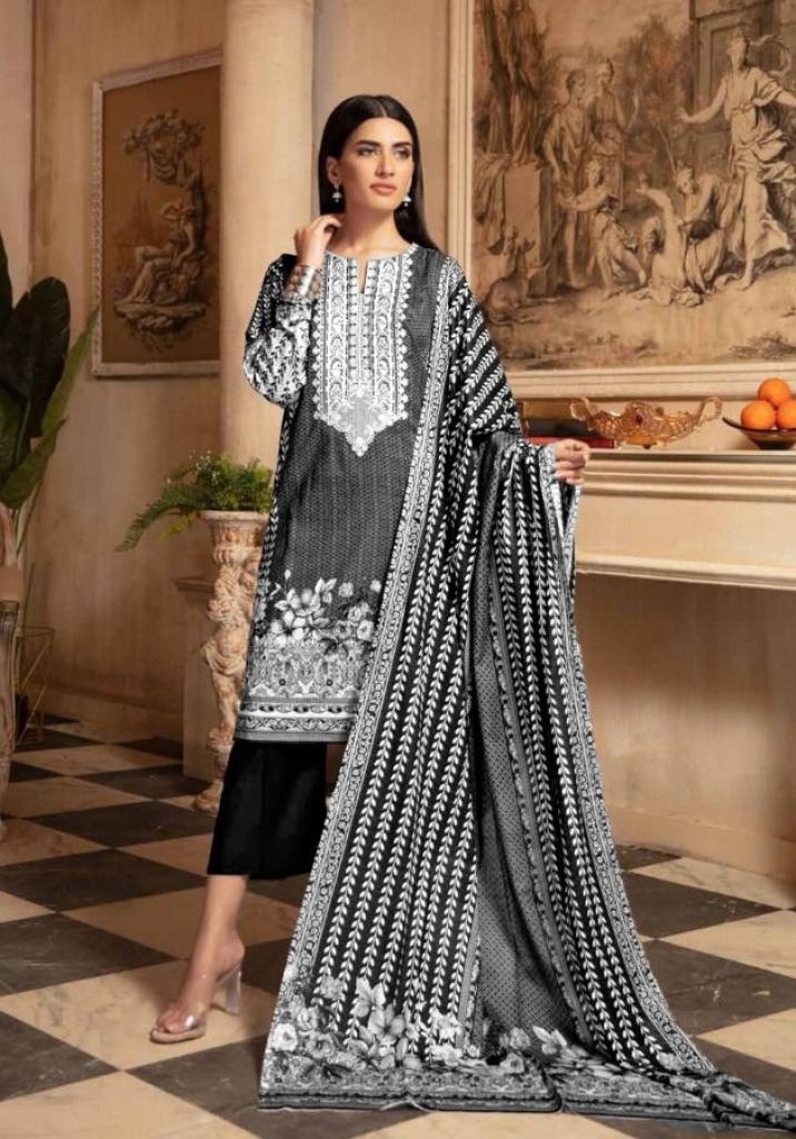  Nafisa Black & White vol 4  pure cotton Karachi Dress Material 