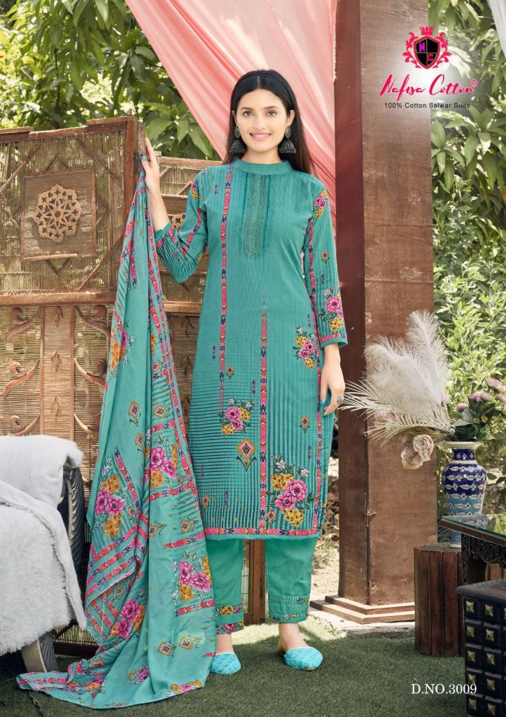 SAFINA KARACHI SUITS VOL-5 BY NAFISA COTTON 5001 TO 5006 SERIES COTTON  DRESSES