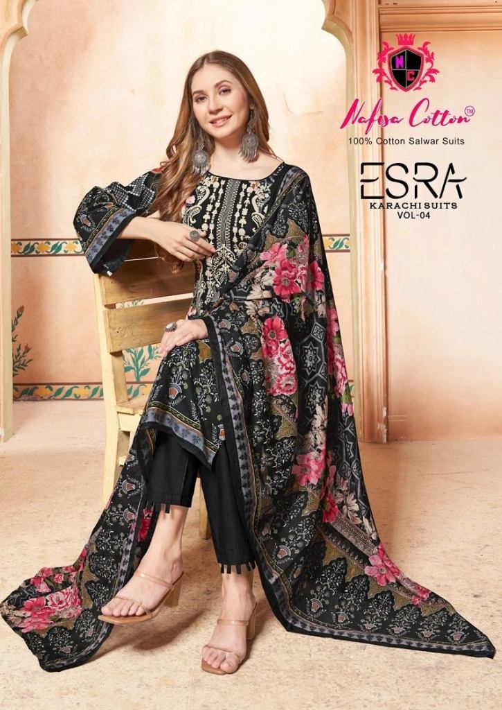 Nafisa Esra Vol 4 Karachi Pakistani Style Cotton Dress Material Collection