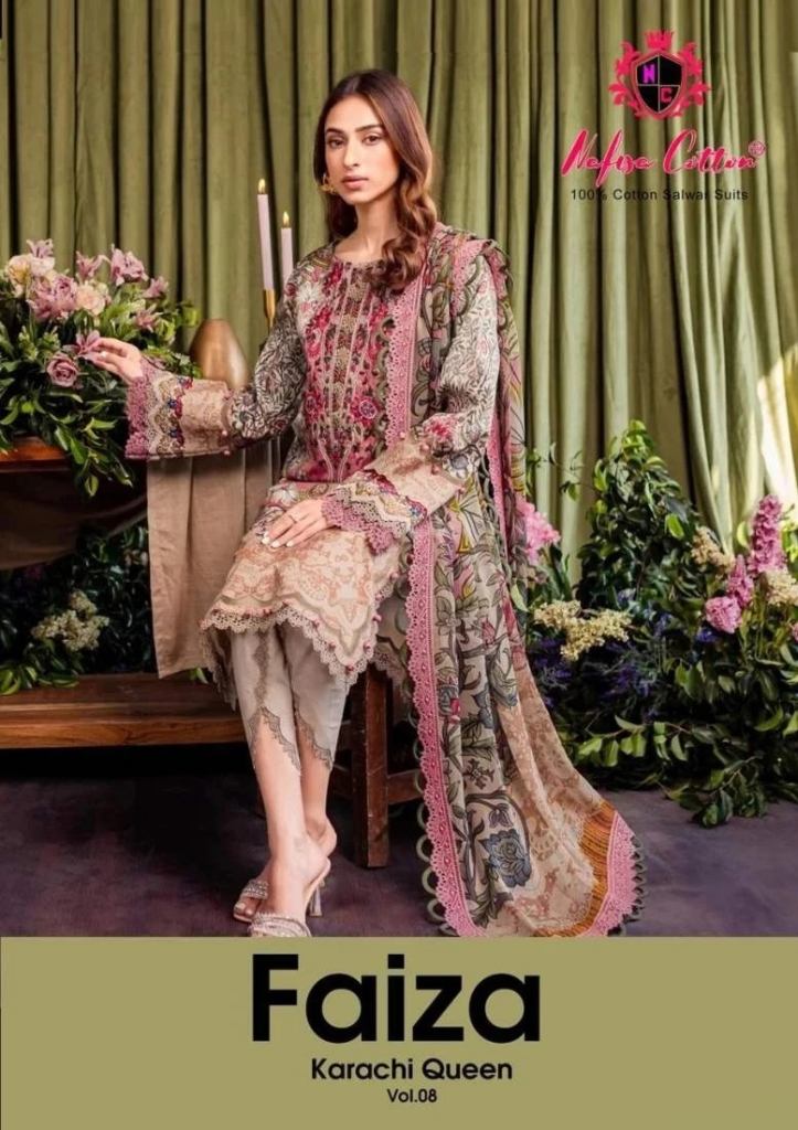 Nafisa Faiza Queen Vol 8 Cotton Printed Pakistani Style Salwar Suit 
