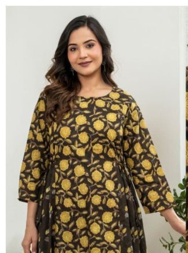 Naisha Frill Print Pattern Kurti Palazzo Set