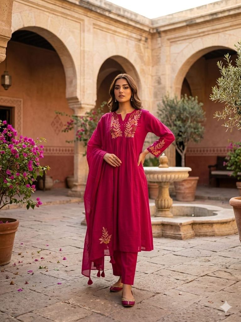 Naisha K 1002 Hand Worked Kurti With Bottom Dupatta