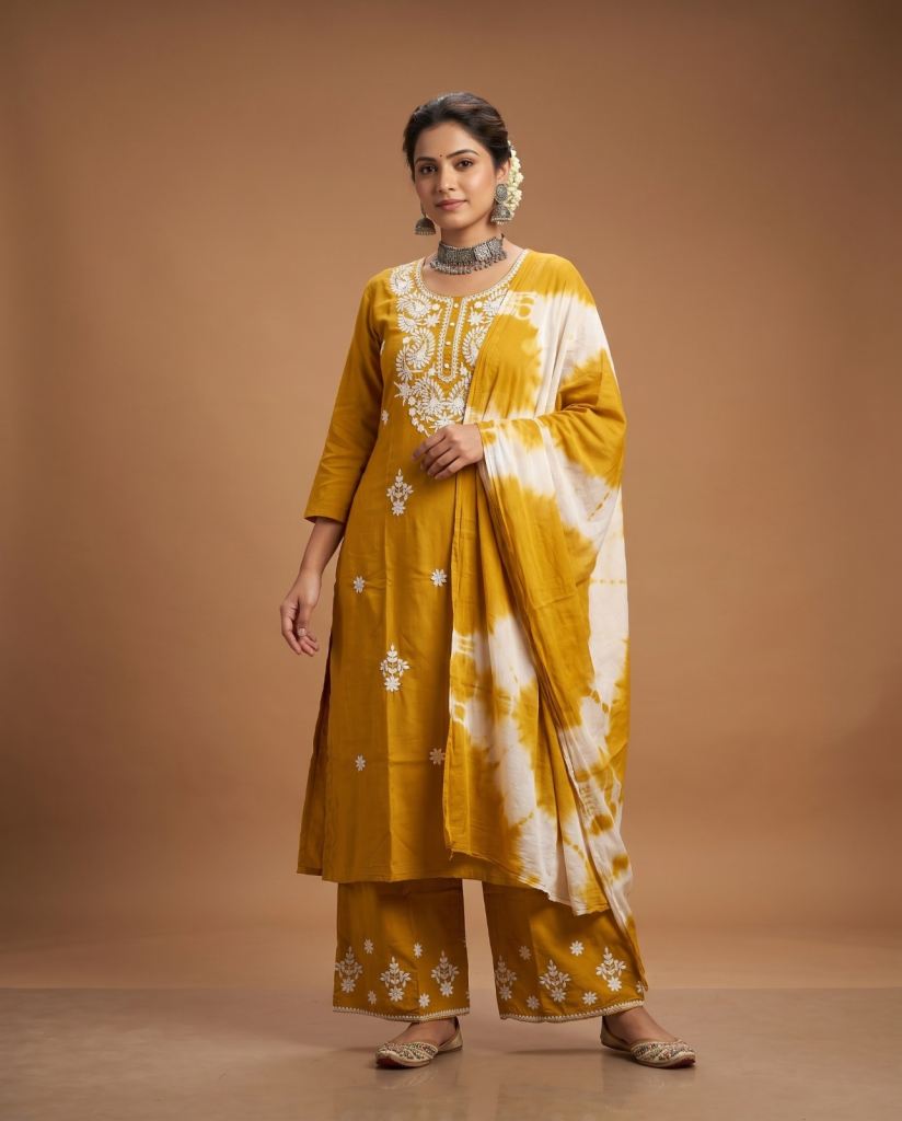 Naisha K 1014 Embroidered Kurti With Botttom Dupatta