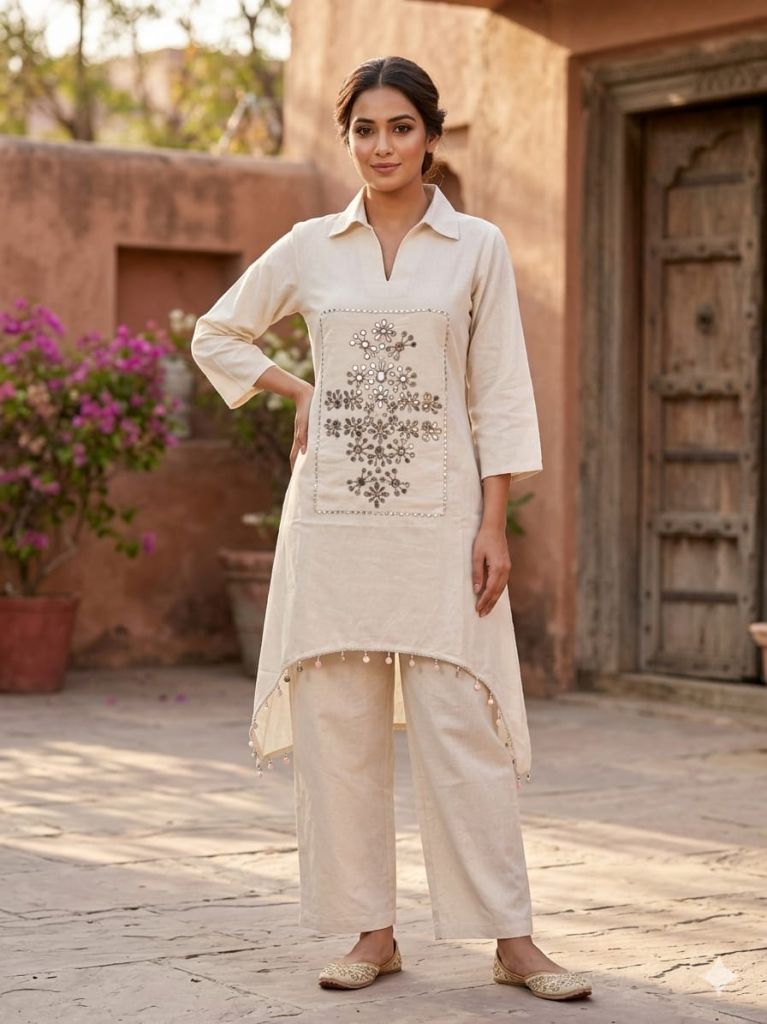 Naisha K 1019 Flex Mirror Worked Co Ord Set
