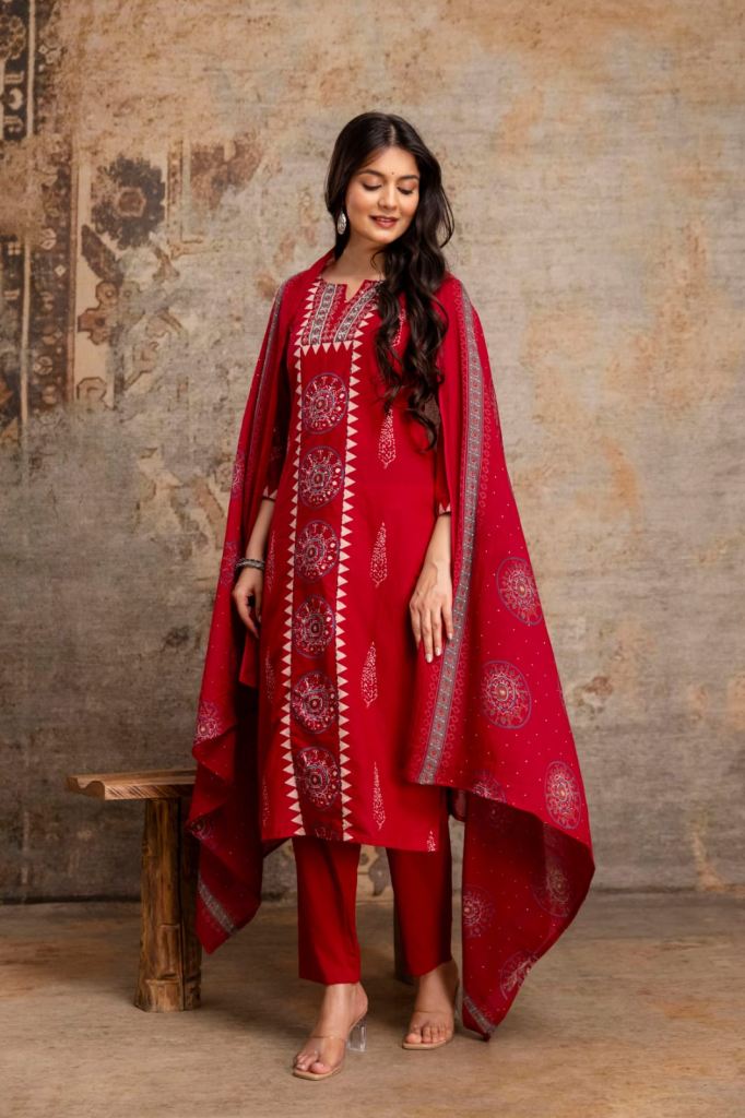 Naisha K 1025 Printed Kurti With Bottom Dupatta