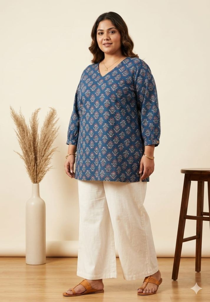 Naisha K 1035 Plus Size V Neck Top