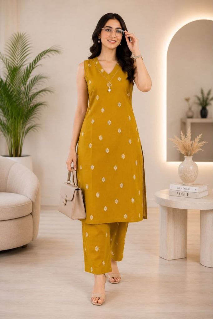 Naisha K 1090 Jamdani Kurti With Bottom 