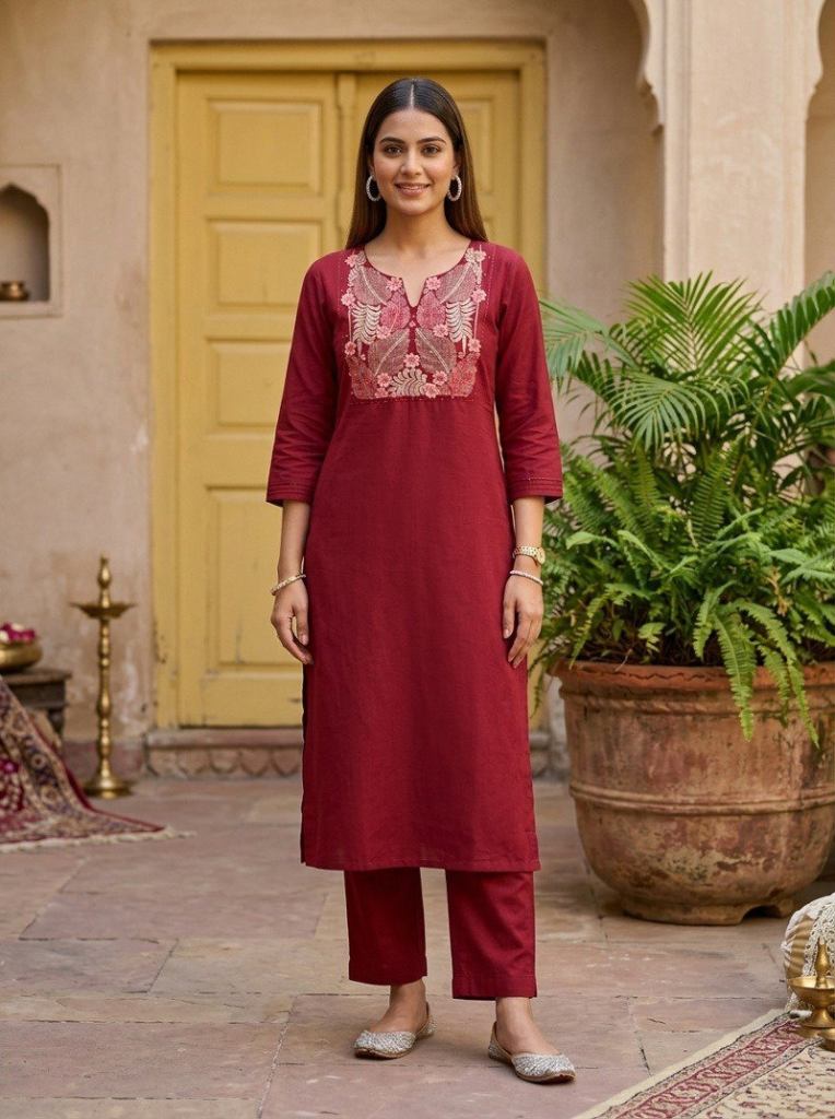 Naisha K 1102 Embroidered Kurti With Bottom