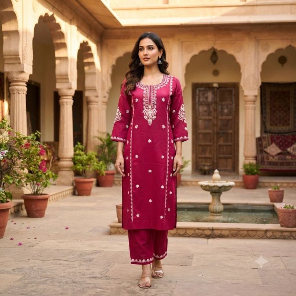 Naisha K 1125 Embroidered Kurti With Bottom