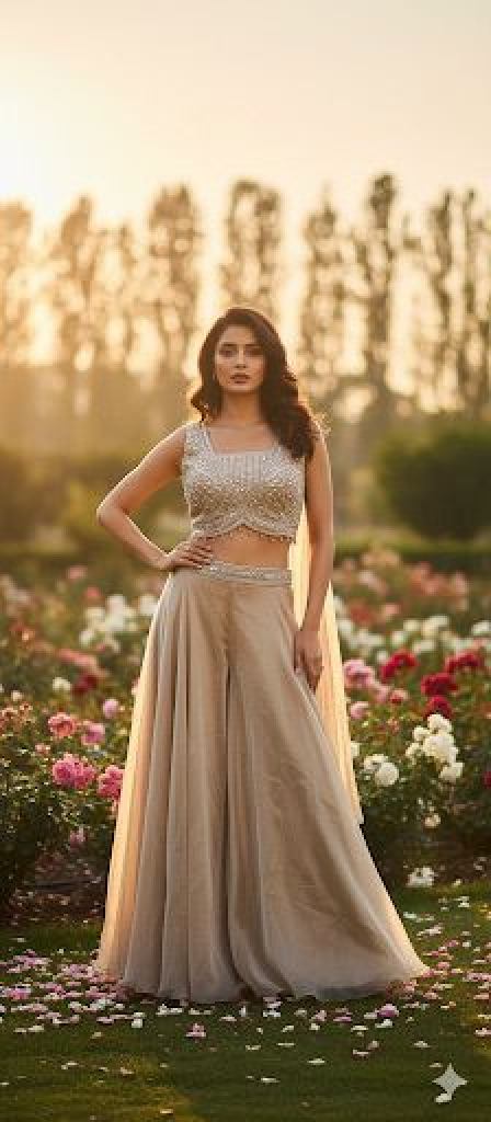 Naisha K 559 Beads Work Top Plazzo And Dupatta