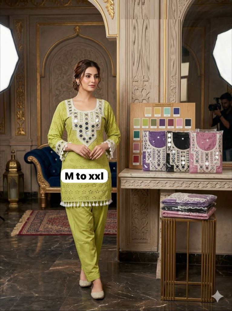 Naisha K 818 Mirror Work Kurti With Bottom