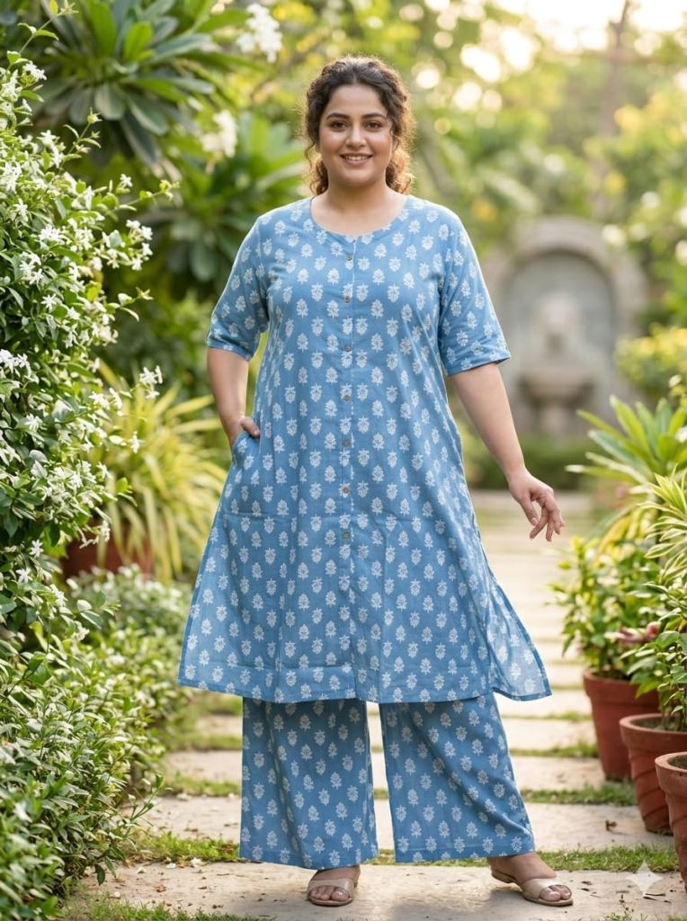Naisha K 833 Plus Size Printed Kurti With Bottom