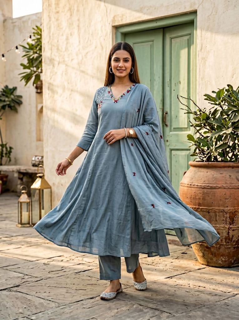 Naisha K 836 Kurti With Bottom Dupatta