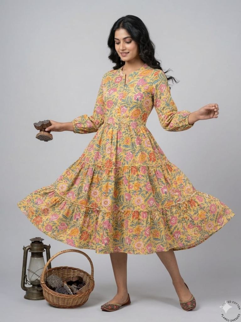 Naisha K 870 Over Lock Pattern Flared One Piece Top