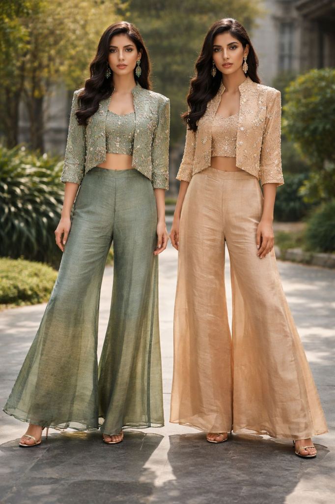 Naisha K 876 Handworked Top Bottom With Jacket