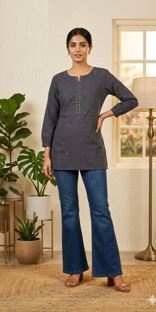 Naisha K 877 Embroidered Short Top