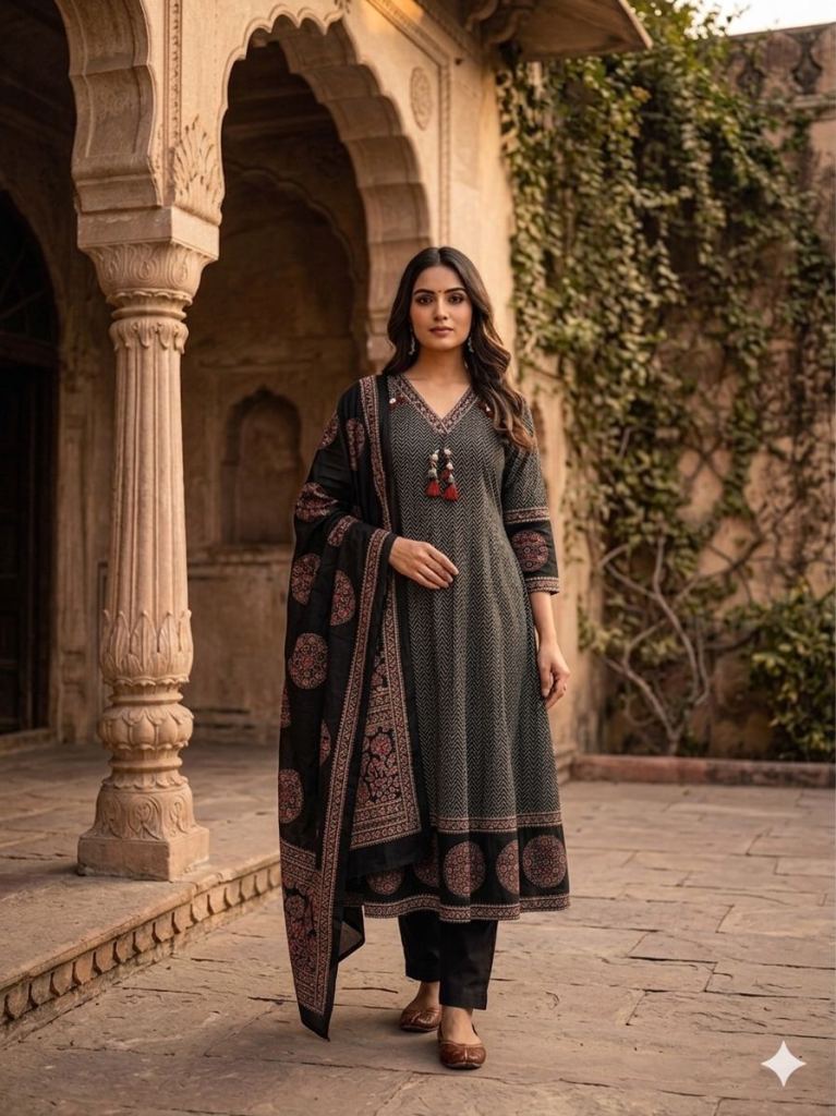 Naisha K 883 Anarkali Kurti With Bottom Dupatta