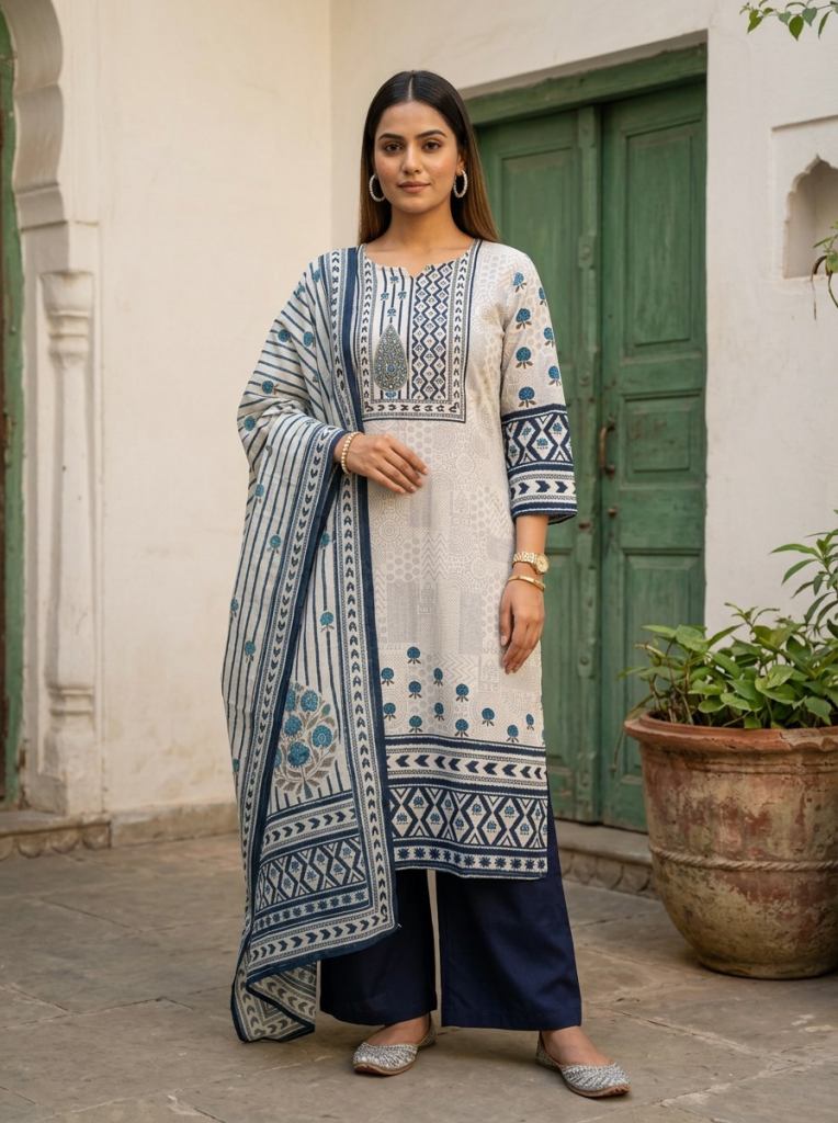 Naisha K 887 Kurti With Bottom Dupatta