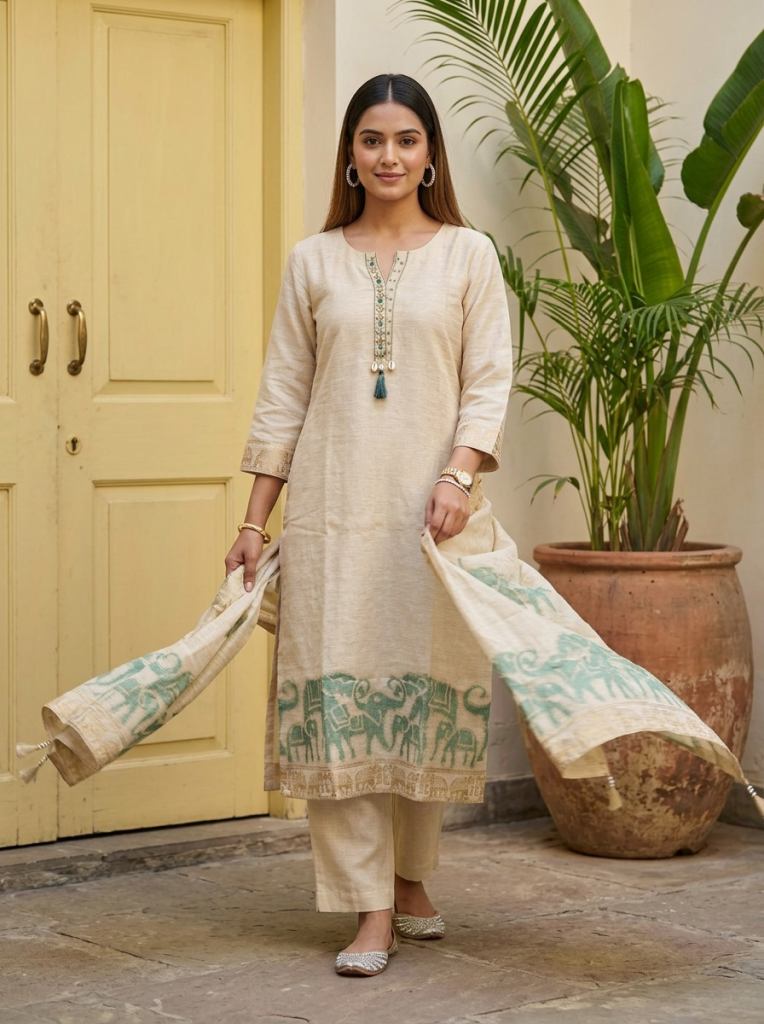 Naisha K 899 Kurti With Bottom Dupatta