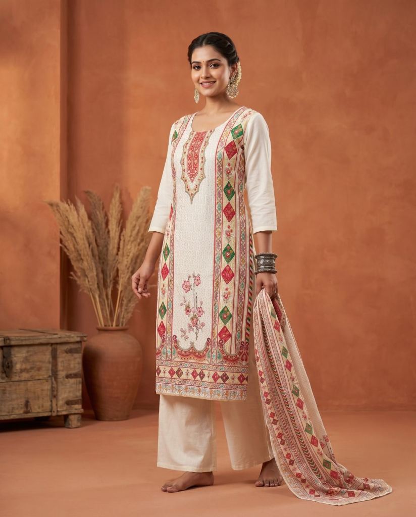 Naisha K 910 Worked Kurti With Bottom Dupatta