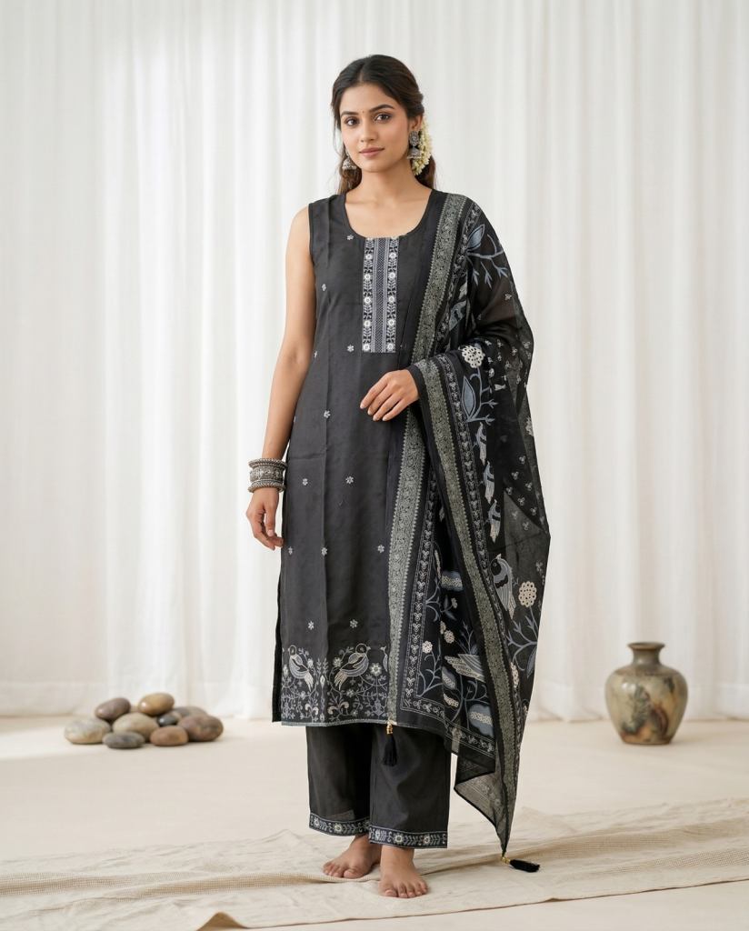 Naisha K 917 Kurti With Bottom Dupatta