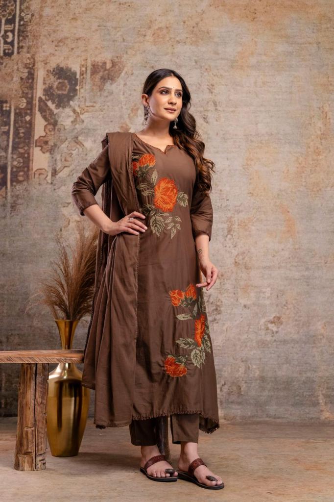 Naisha K 940 Embroidered Kurti With Bottom Dupatta