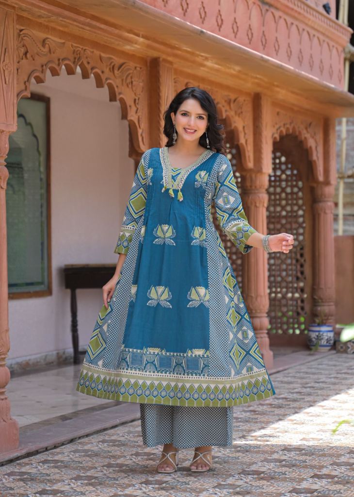 Naisha K 942 A line Kurti With Bottm Dupatta