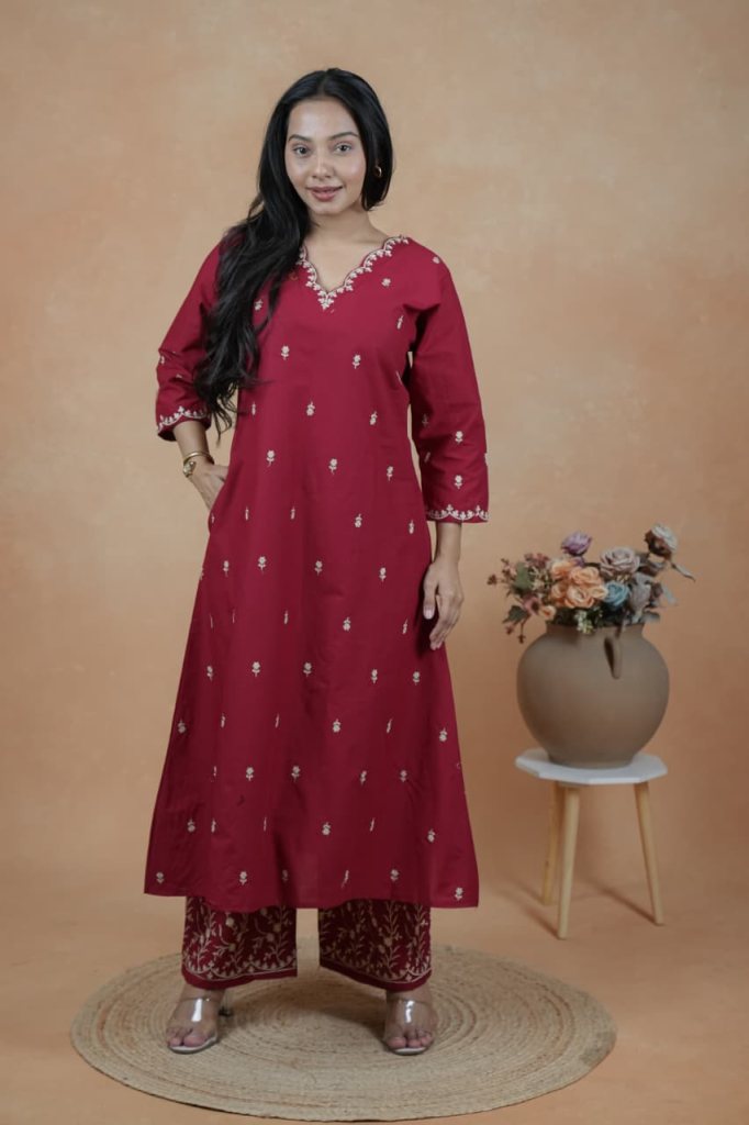 Naisha K 951 Embroidered Kurti With Bottom