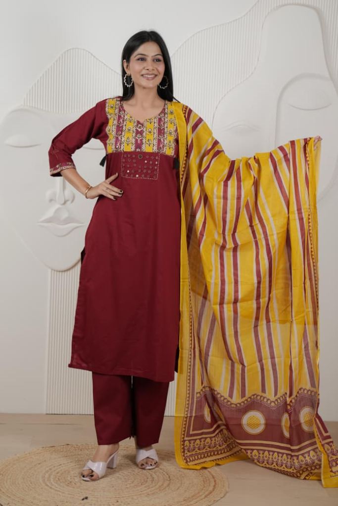 Naisha K 958 Kurti With Bottom Dupatta