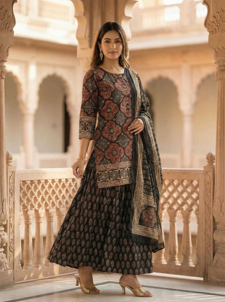 Naisha K 962 Printed Kurti With Bottom Dupatta