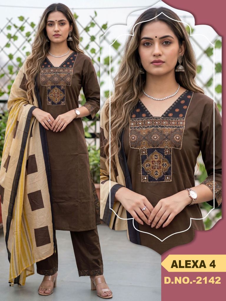 Naisha K 973 Manual Work Kurti With Bottom Dupatta