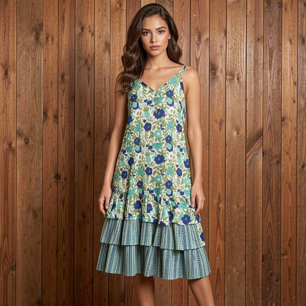 Naisha K 982 Printed Flair One Piece