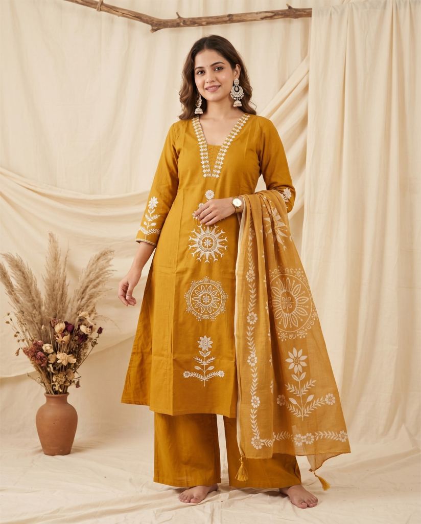 Naisha K 991 Aline Kurti With Bottom Dupatta