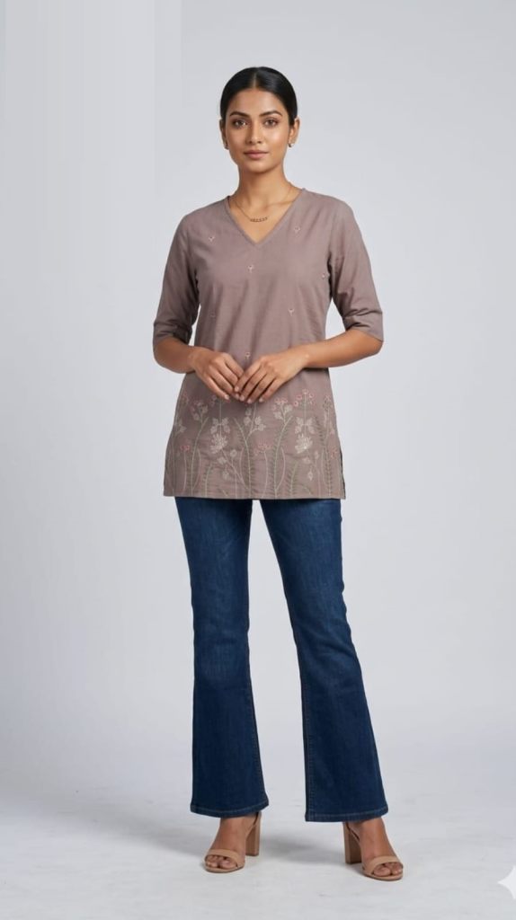 Naisha K 999 Embroidered Short Tops