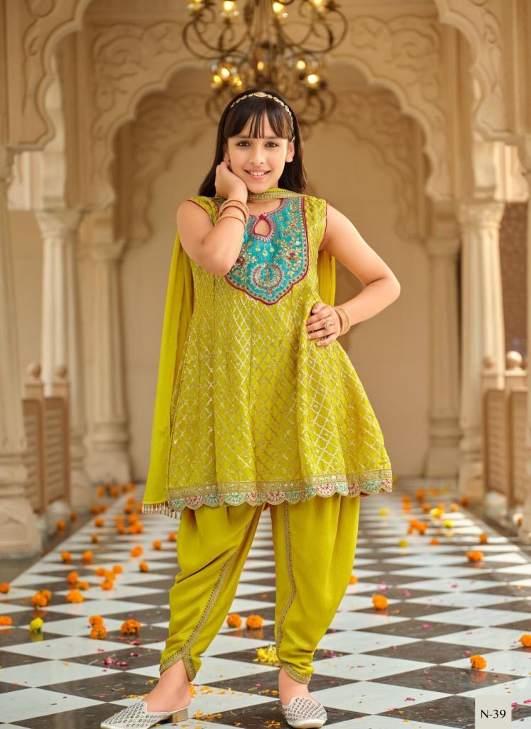 Nanni Munni Esha Embroidery Work Top Dhoti And Dupatta