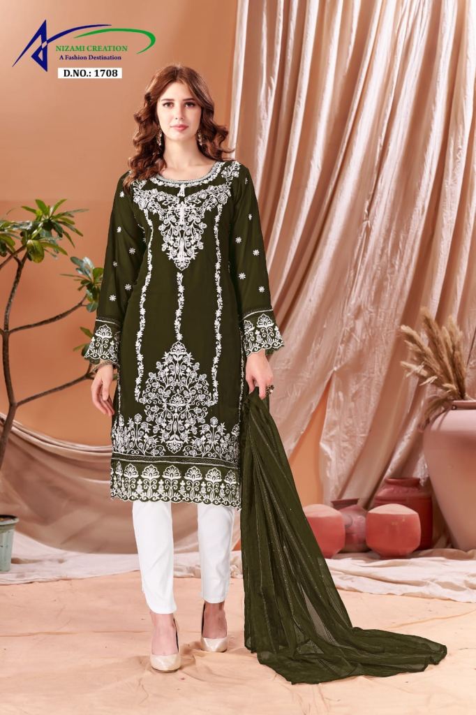 Nc Dn.1708 Stylish Georgette Embroidery Readymade Salwar Suits