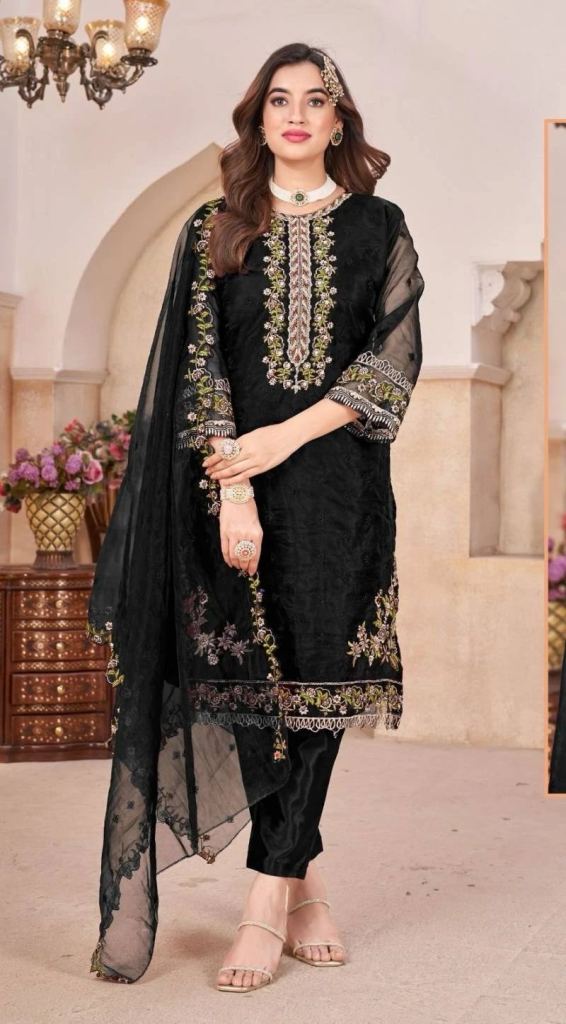 New Arrival Bilqis B 36 A To D Pretty Orgenza Embroidered  Dress Material 