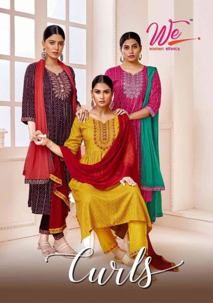 New Festival We Curls Pretty Rayon With Embroidery  Salwar Suit Set
