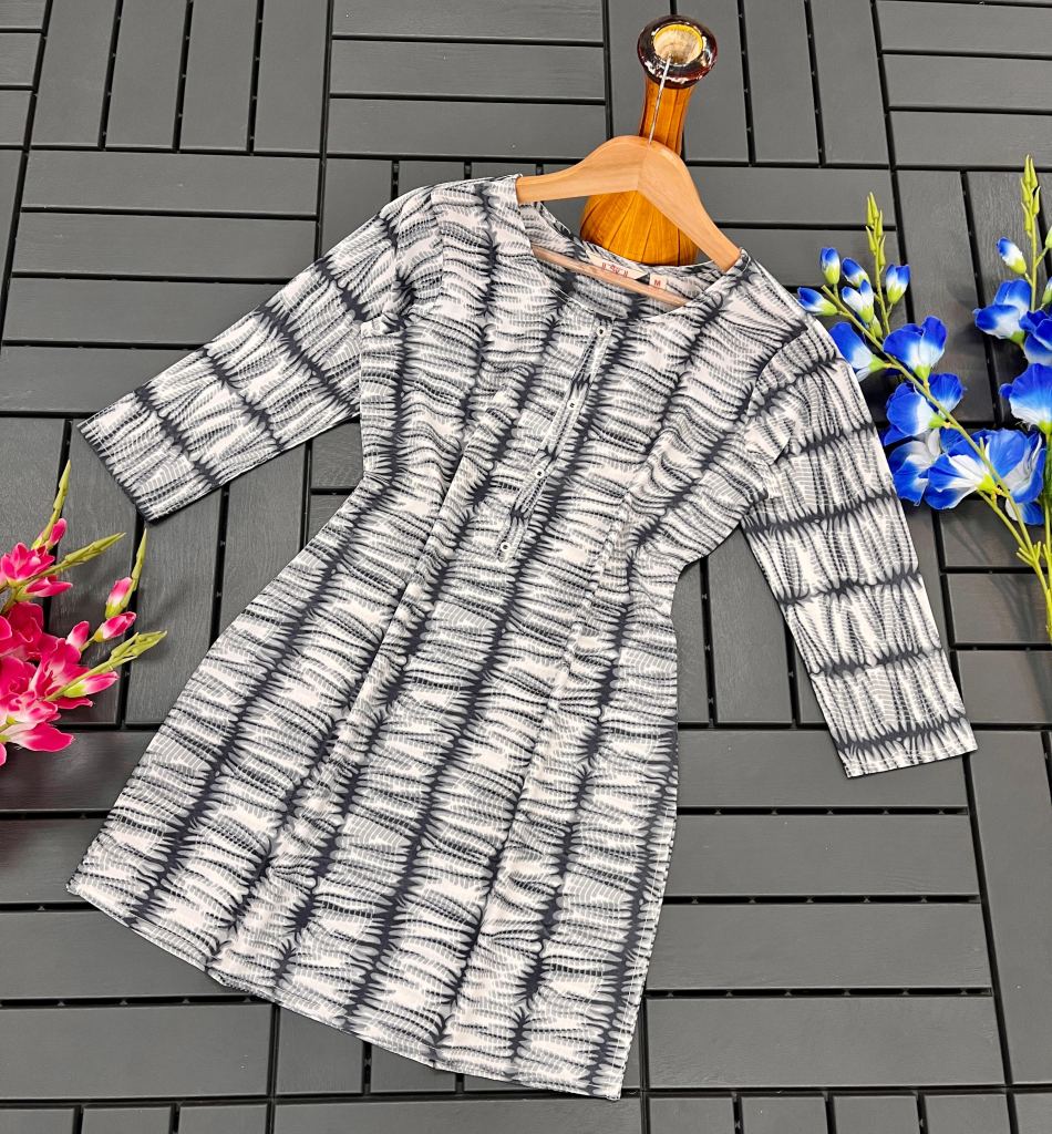 New Grey Printed Wholesale Cotton Short Kurti