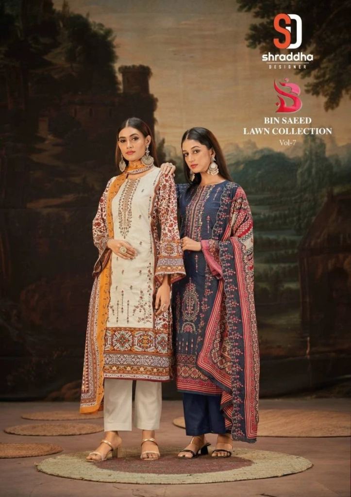 New Shraddha Bin Saeed Lawn Vol 7 Beautiful Pakistani Salwar Suits