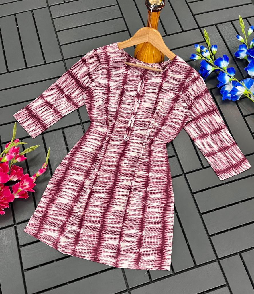 New Wine Printed Wholesale Cotton  Short Kurti