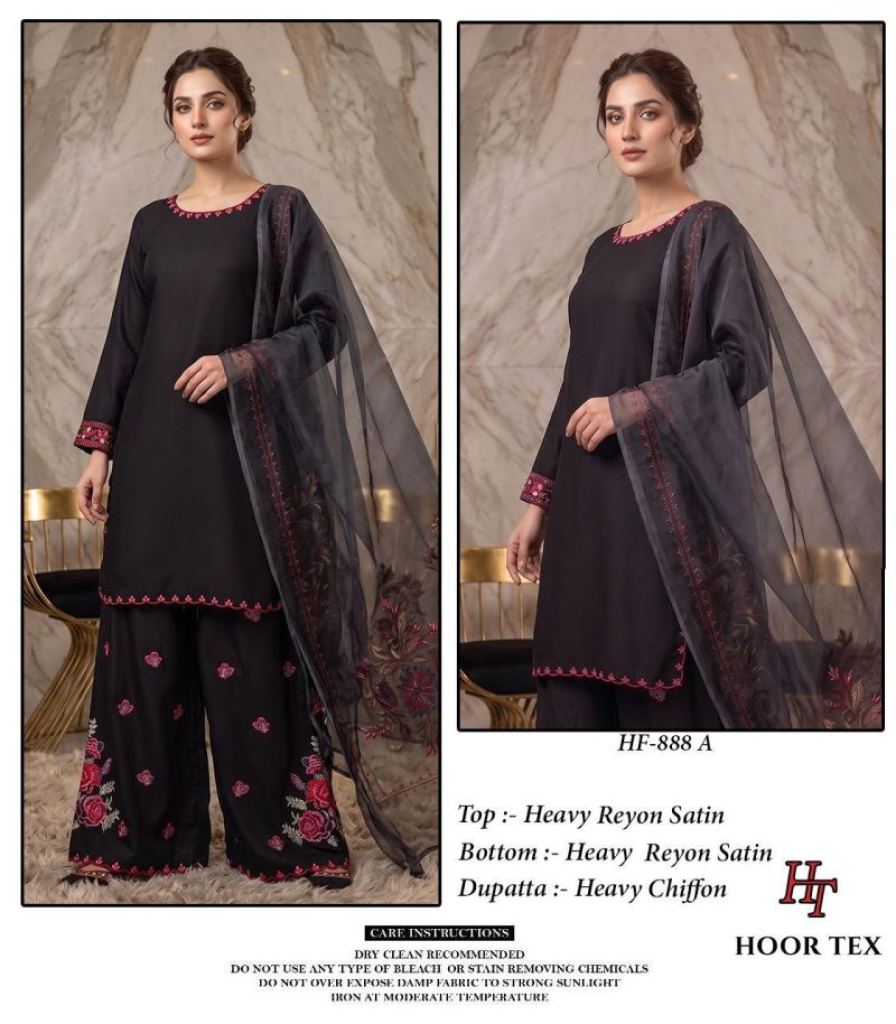 Noor Aaliya Rayon Satin Embroidered Salwar Kameez