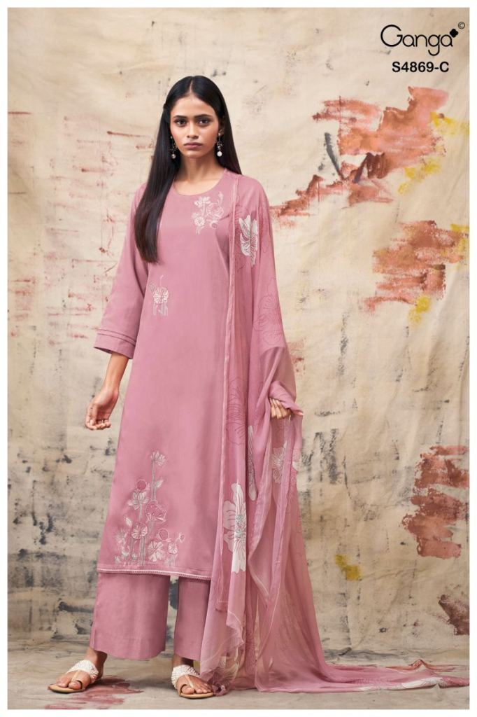 Noor Evana Cotton Satin Embroidered Salwar Kameez