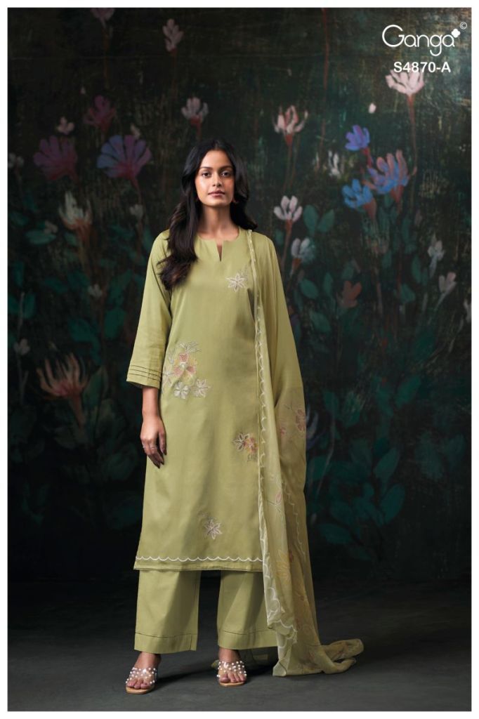 Noorika Cotton Satin Embroidered Suit