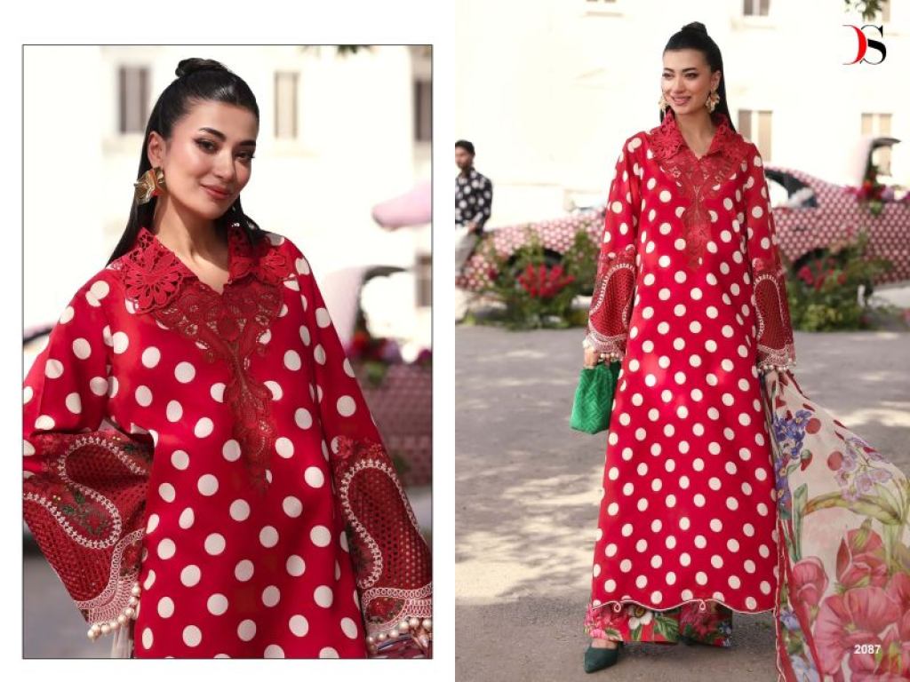 Noorique  B M print vol7 Embroidered Chiffon Ensemble