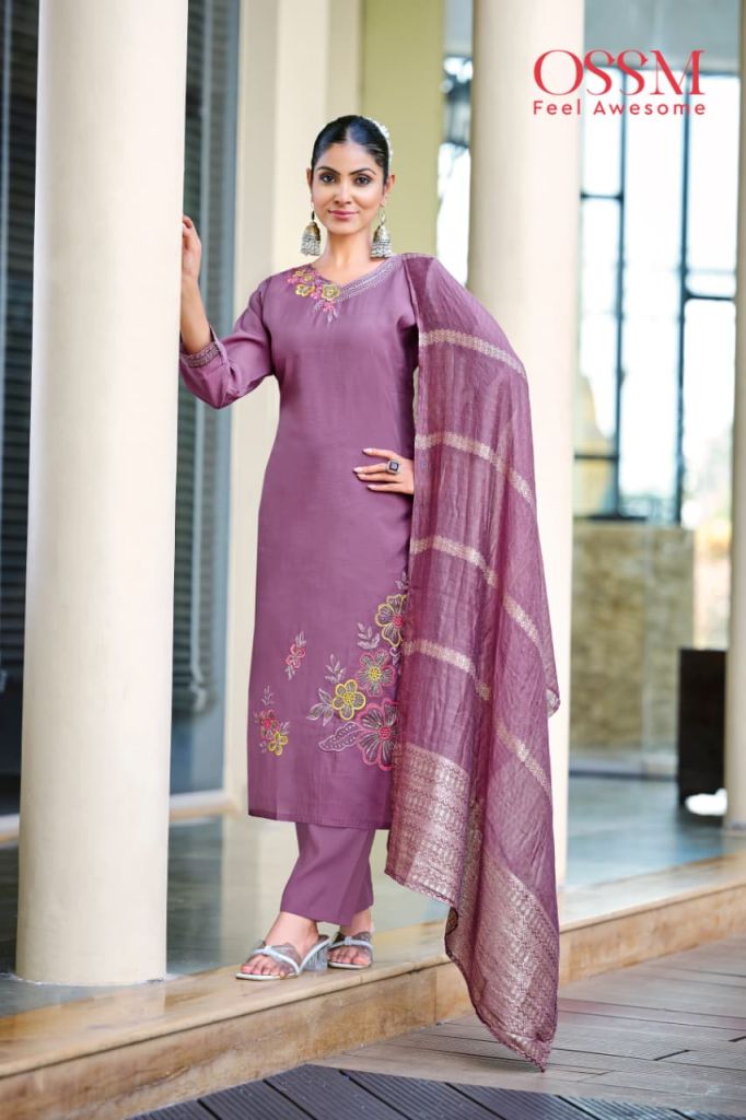Ossm Geet Embroidery Work Kurti Pant And Dupatta